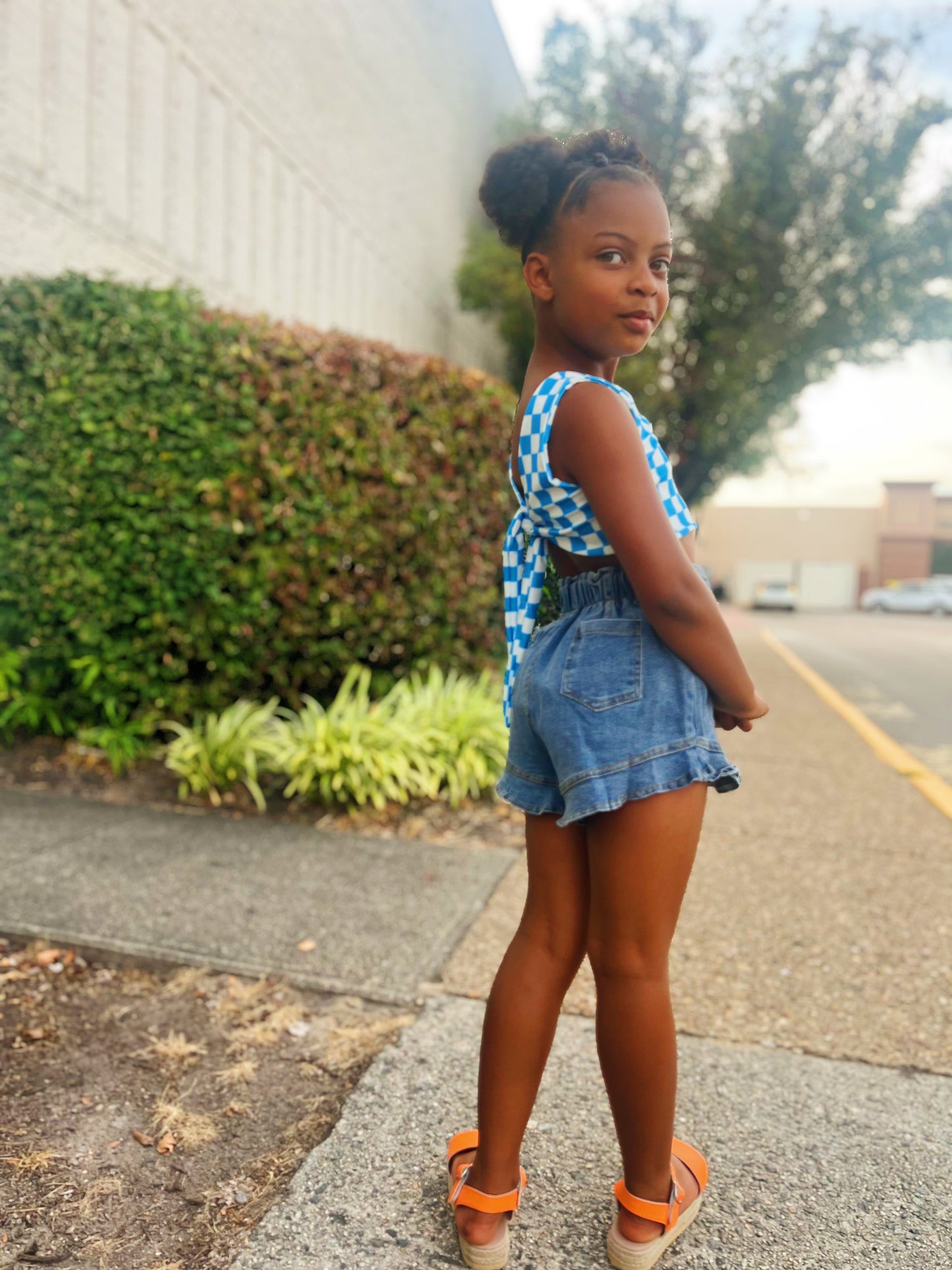 Ruffled Denim Shorts