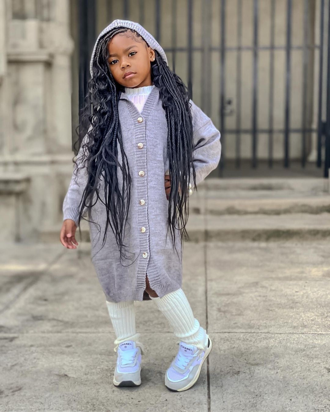 Grey Hailey Oversized Long Cardigan