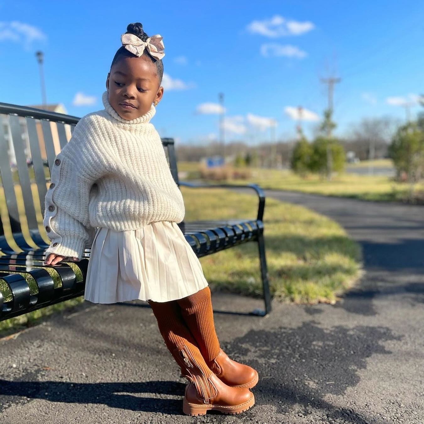 Cream Kendra Vegan Leather Pleated Skirt