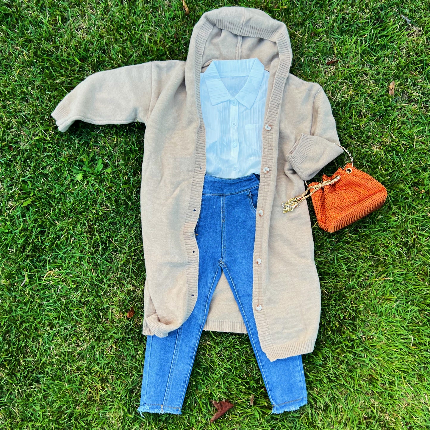 Tan Harper Oversized Long Cardigan
