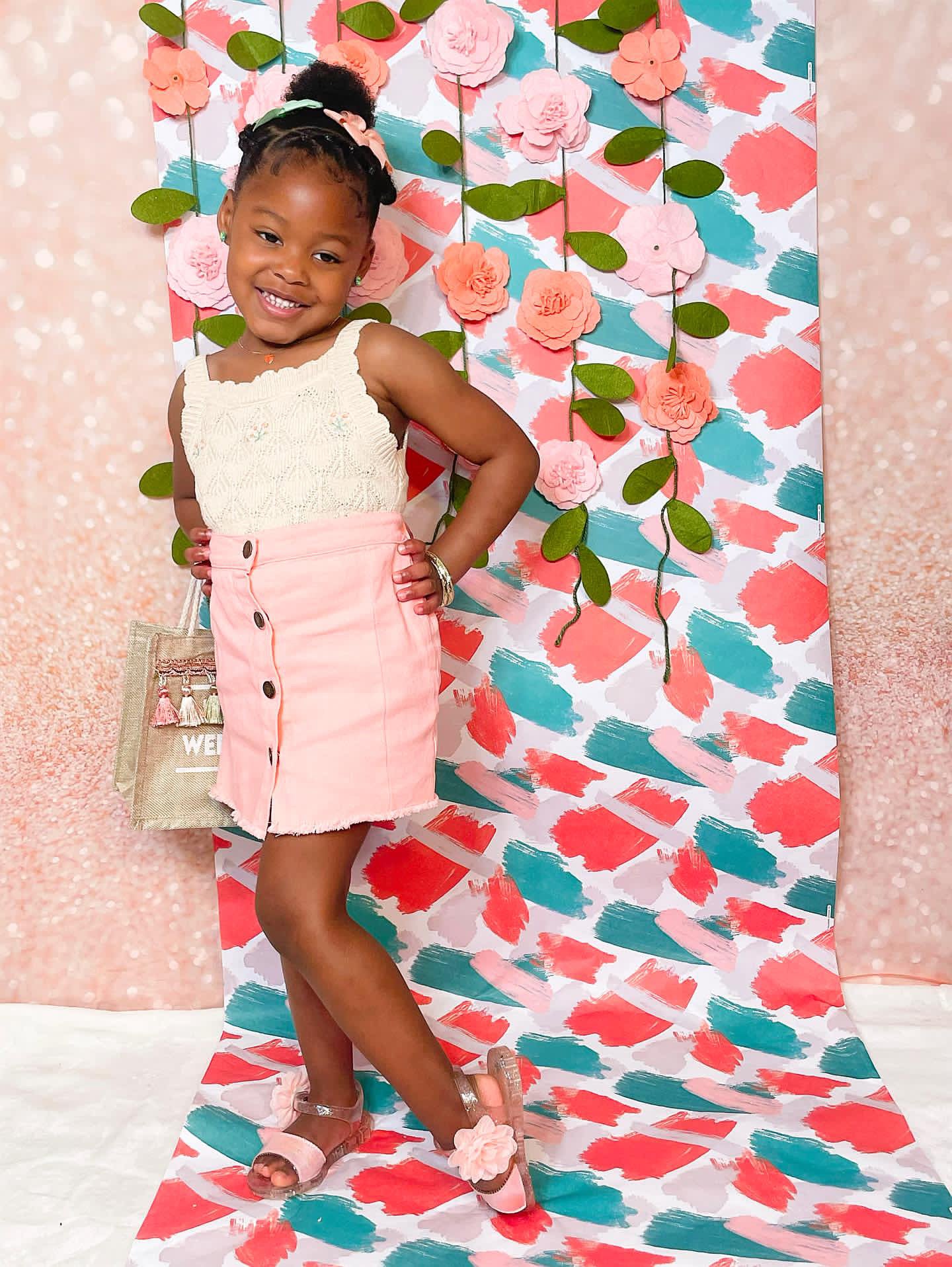 Kaylin Pink Denim Skirt + Top Set