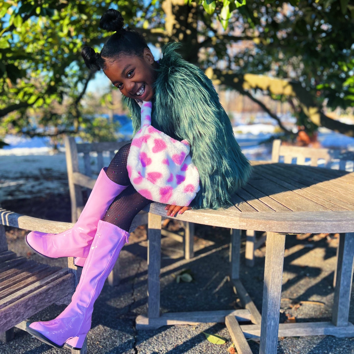 Purple Fur Heart Oversized Body Bag