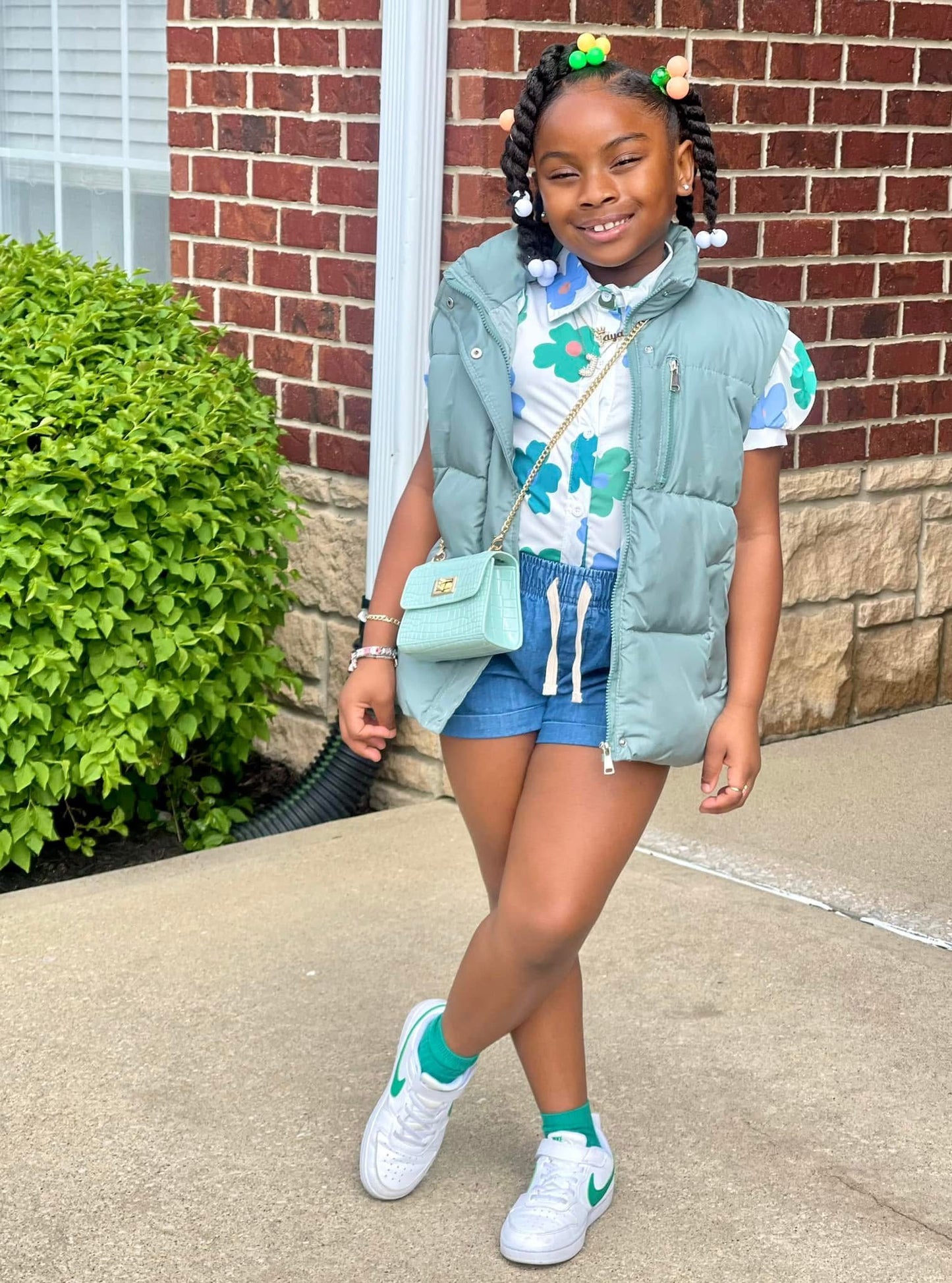 Brooke Green Puff Vest