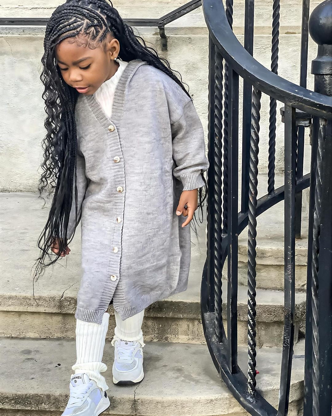 Grey Hailey Oversized Long Cardigan
