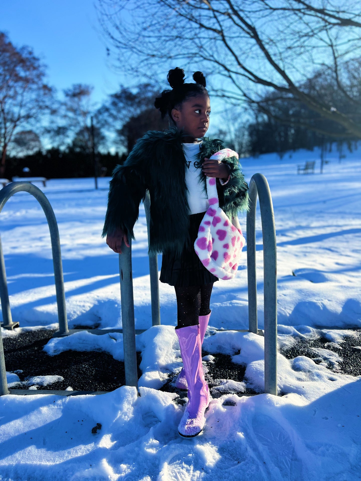 Purple Fur Heart Oversized Body Bag