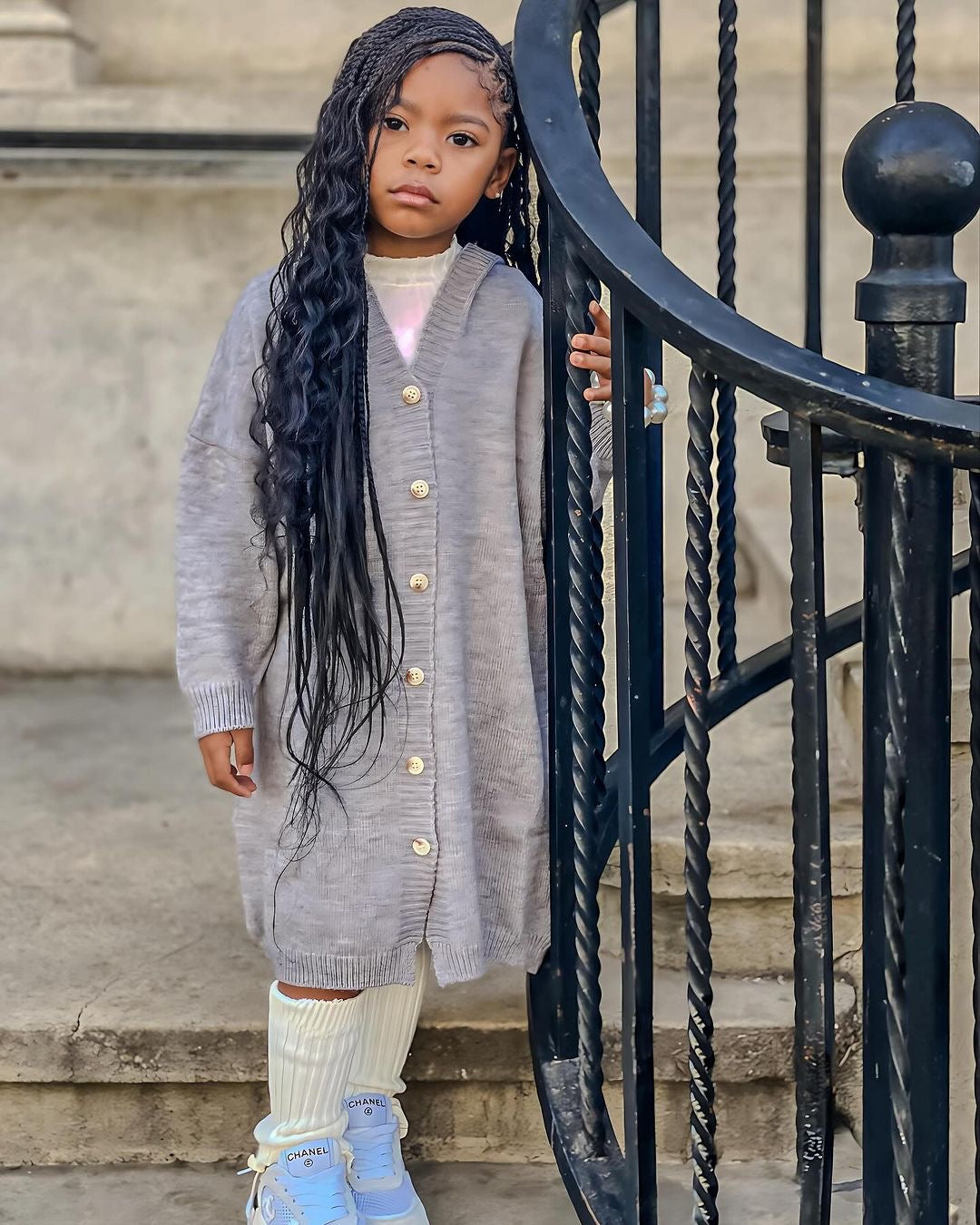 Grey Hailey Oversized Long Cardigan