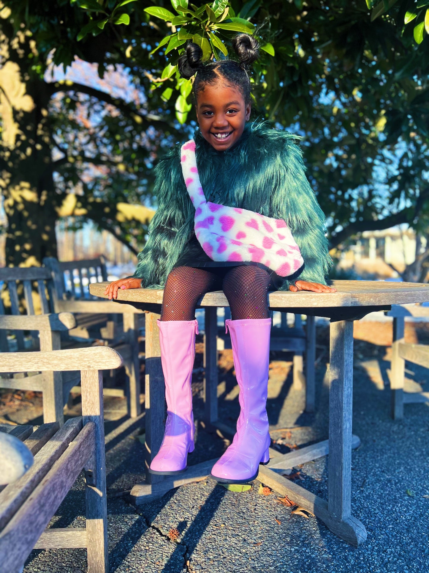 Purple Fur Heart Oversized Body Bag