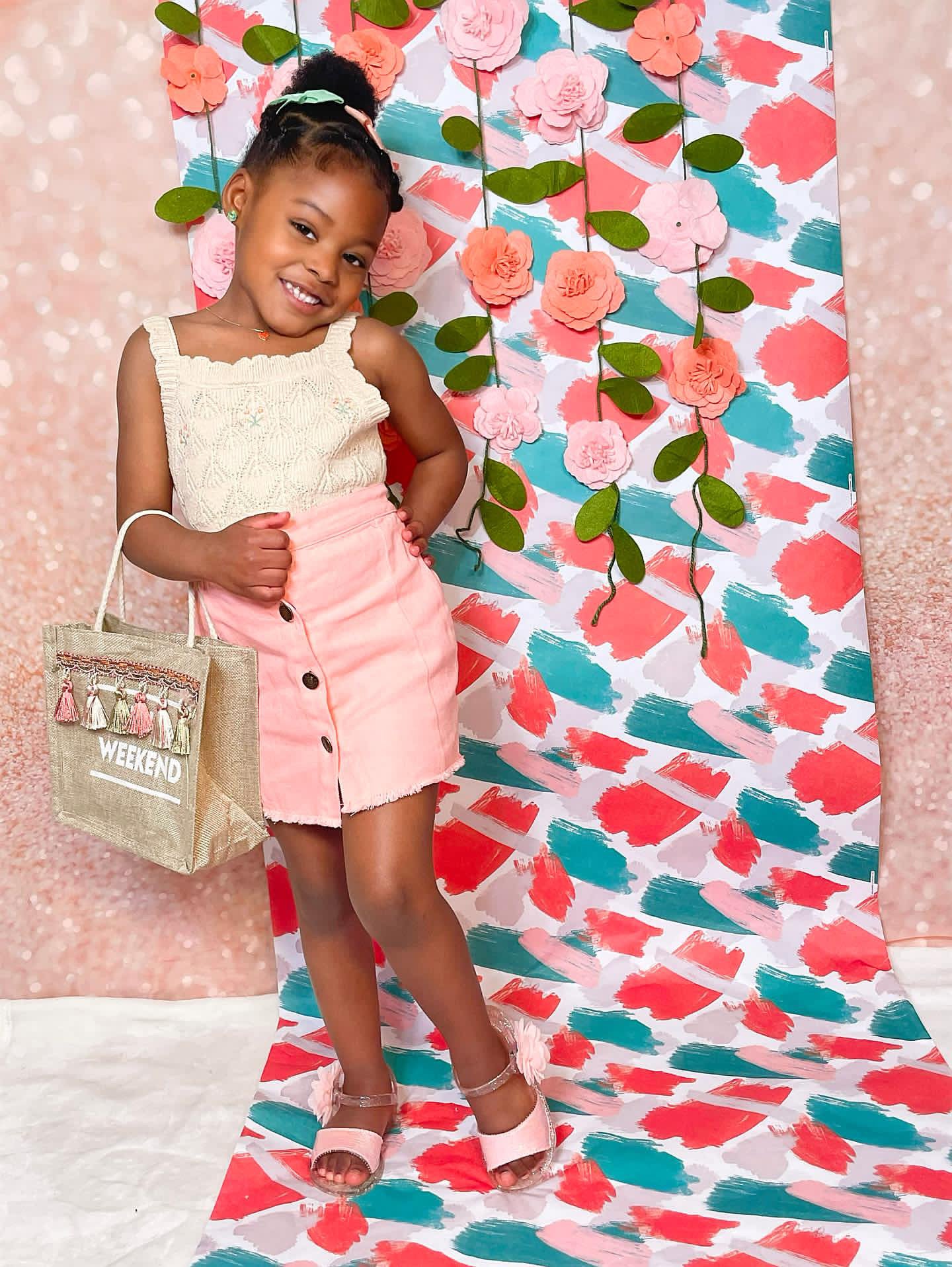 Kaylin Pink Denim Skirt + Top Set