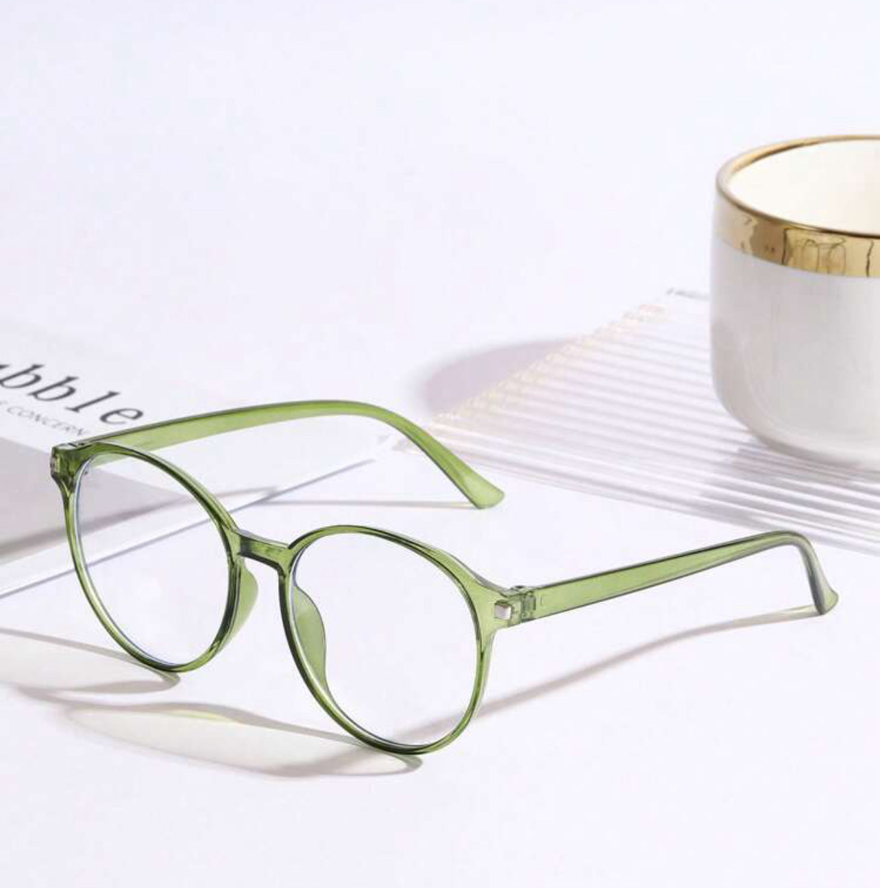 Envy Me Green Oversized Clear Frames