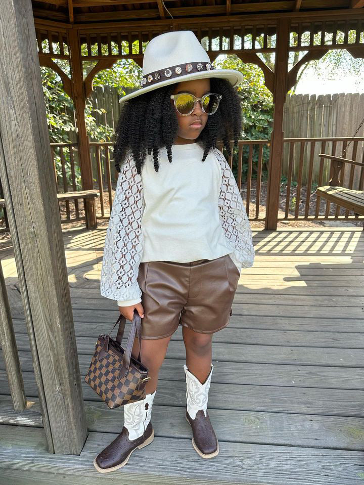Sanaa Chocolate Brown Vegan Leather Shorts