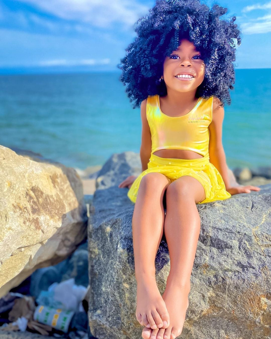 Yellow Custom Pearl Swim Cover Up Skirt