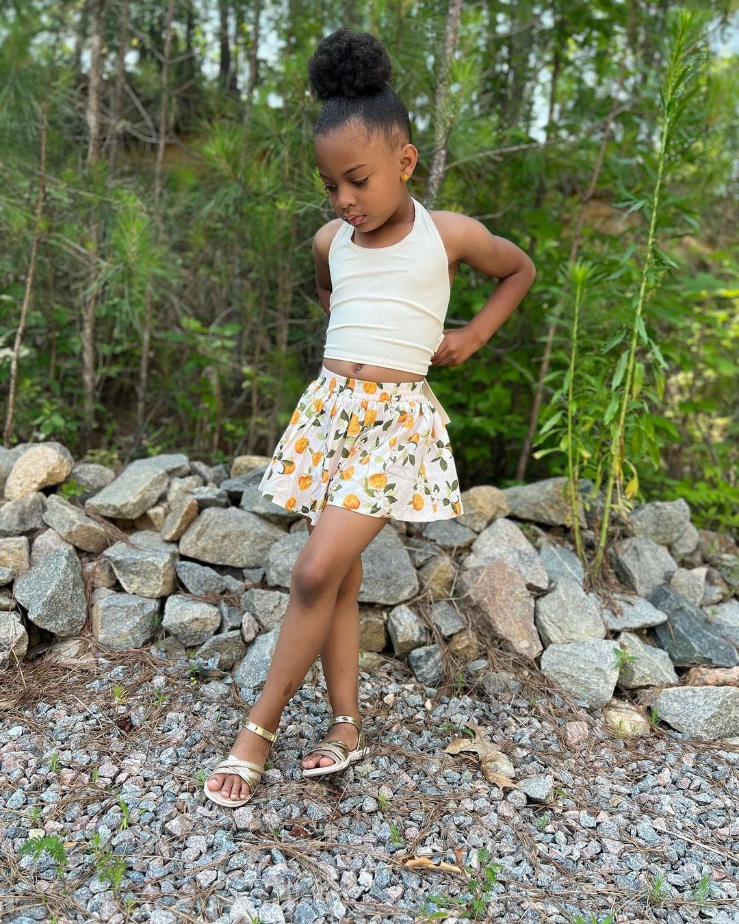 Farrah Orange Printed Shorts