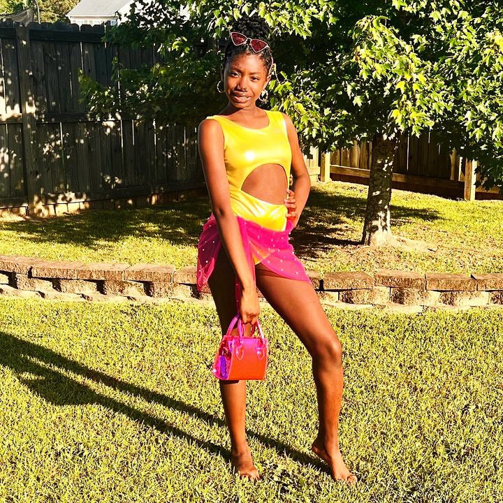 Pink Custom Pearl Swim Cover Up Skirt