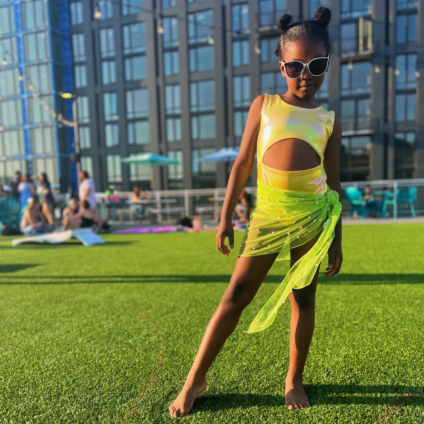 Lime Green Custom Pearl Swim Cover Up Skirt