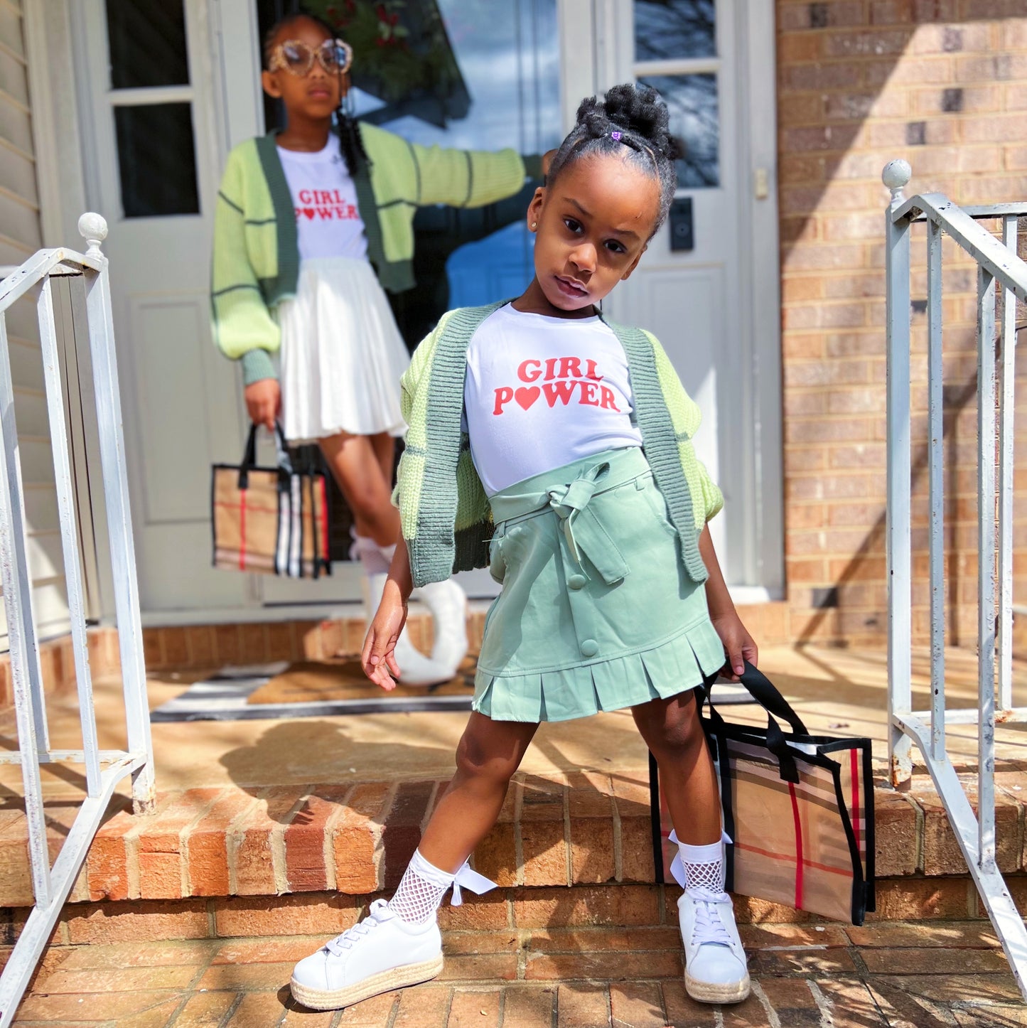 Pea Green Button Skirt