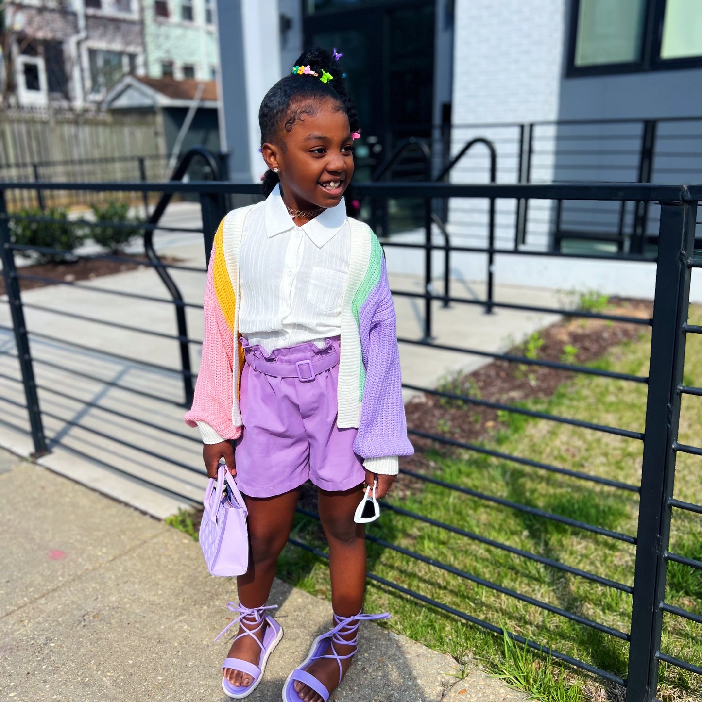 Lavender High Waist Shorts