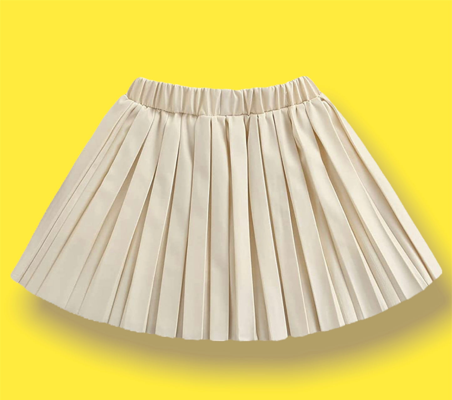 Cream Kendra Vegan Leather Pleated Skirt