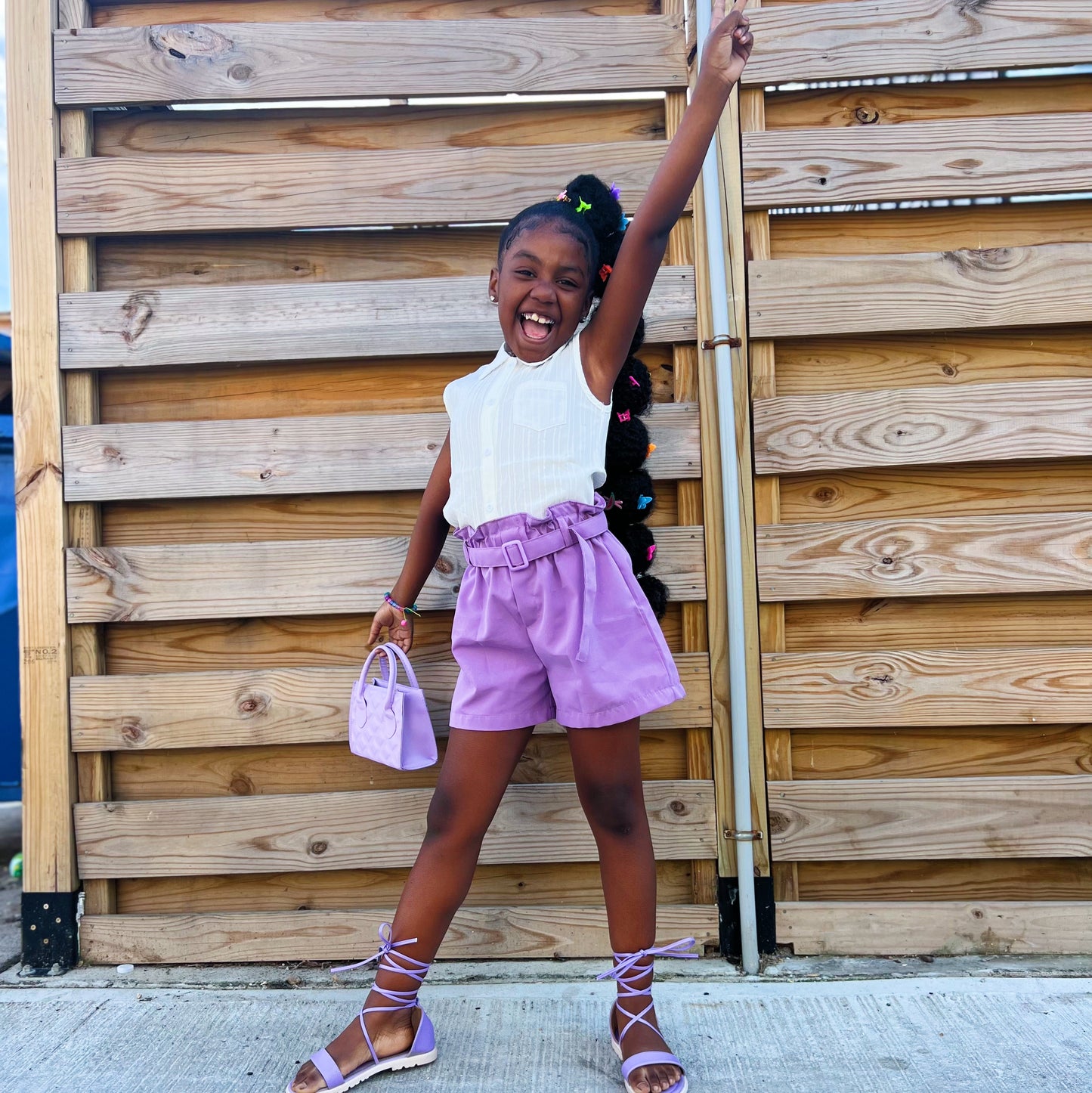 Lavender High Waist Shorts