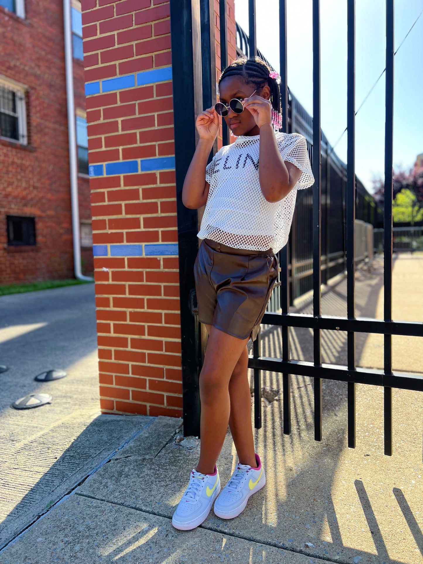 Sanaa Chocolate Brown Vegan Leather Shorts