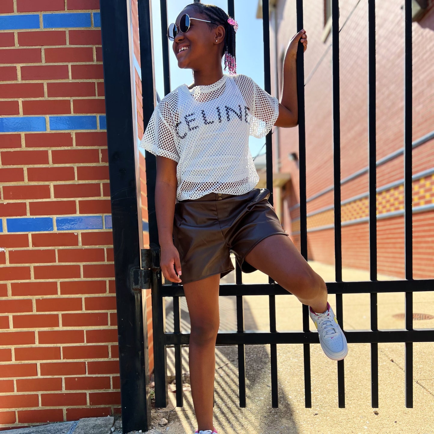 Sanaa Chocolate Brown Vegan Leather Shorts