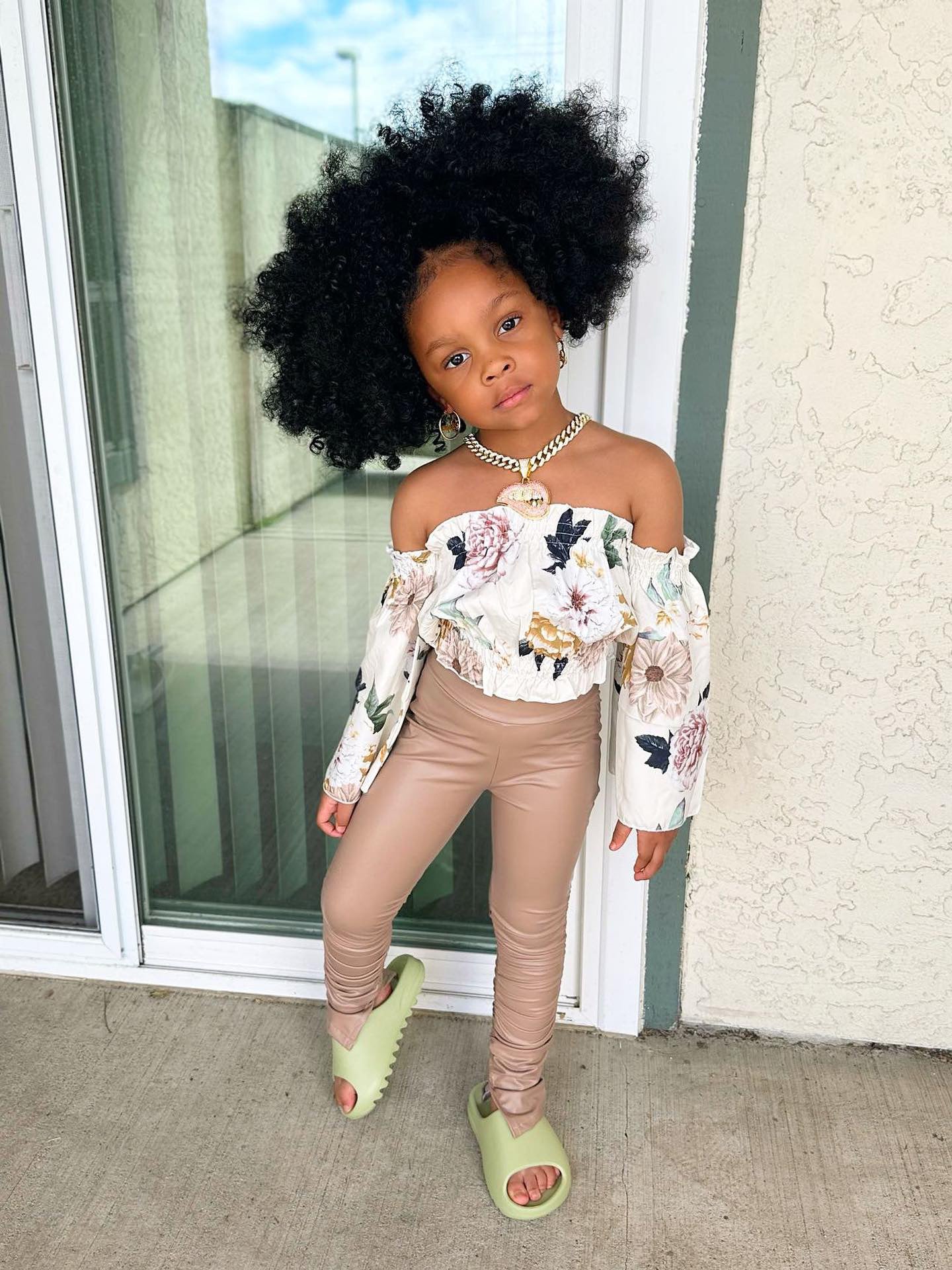 Floral print Wide Sleeve Crop Shirt