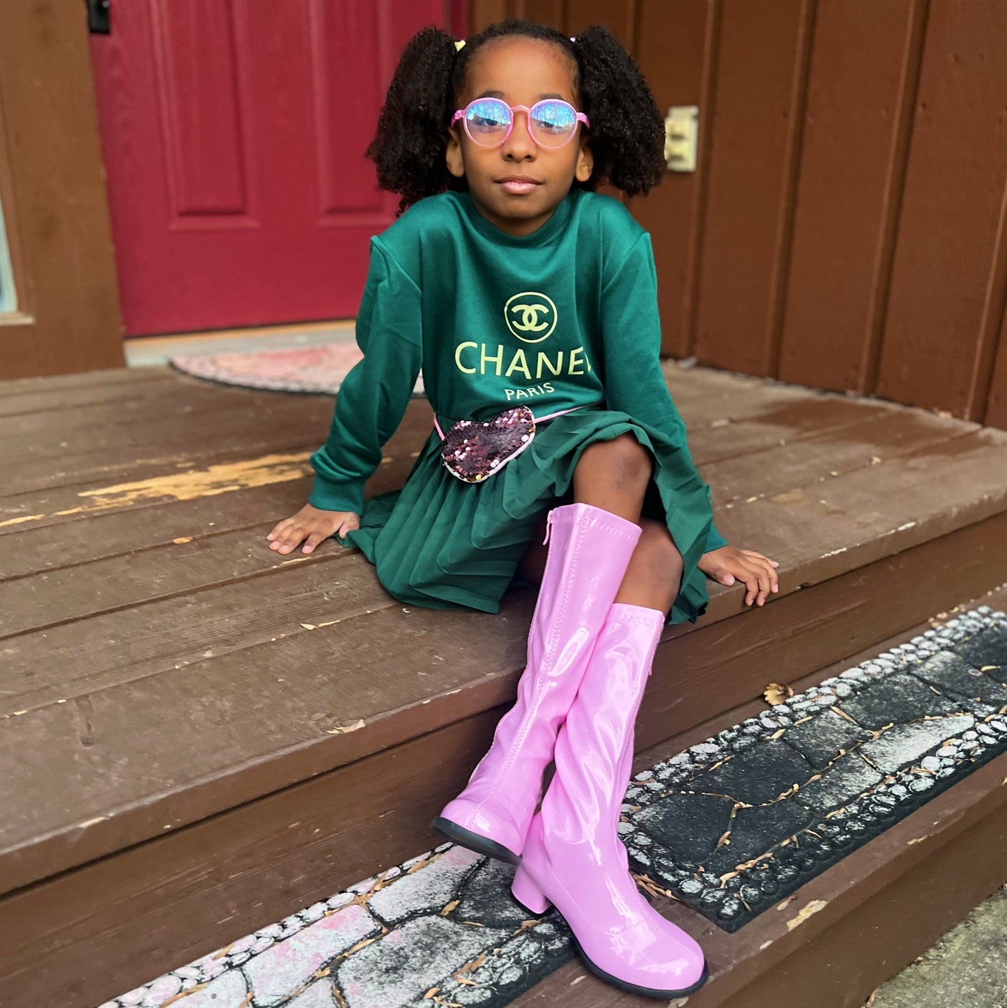 University Green Pleated Skirt