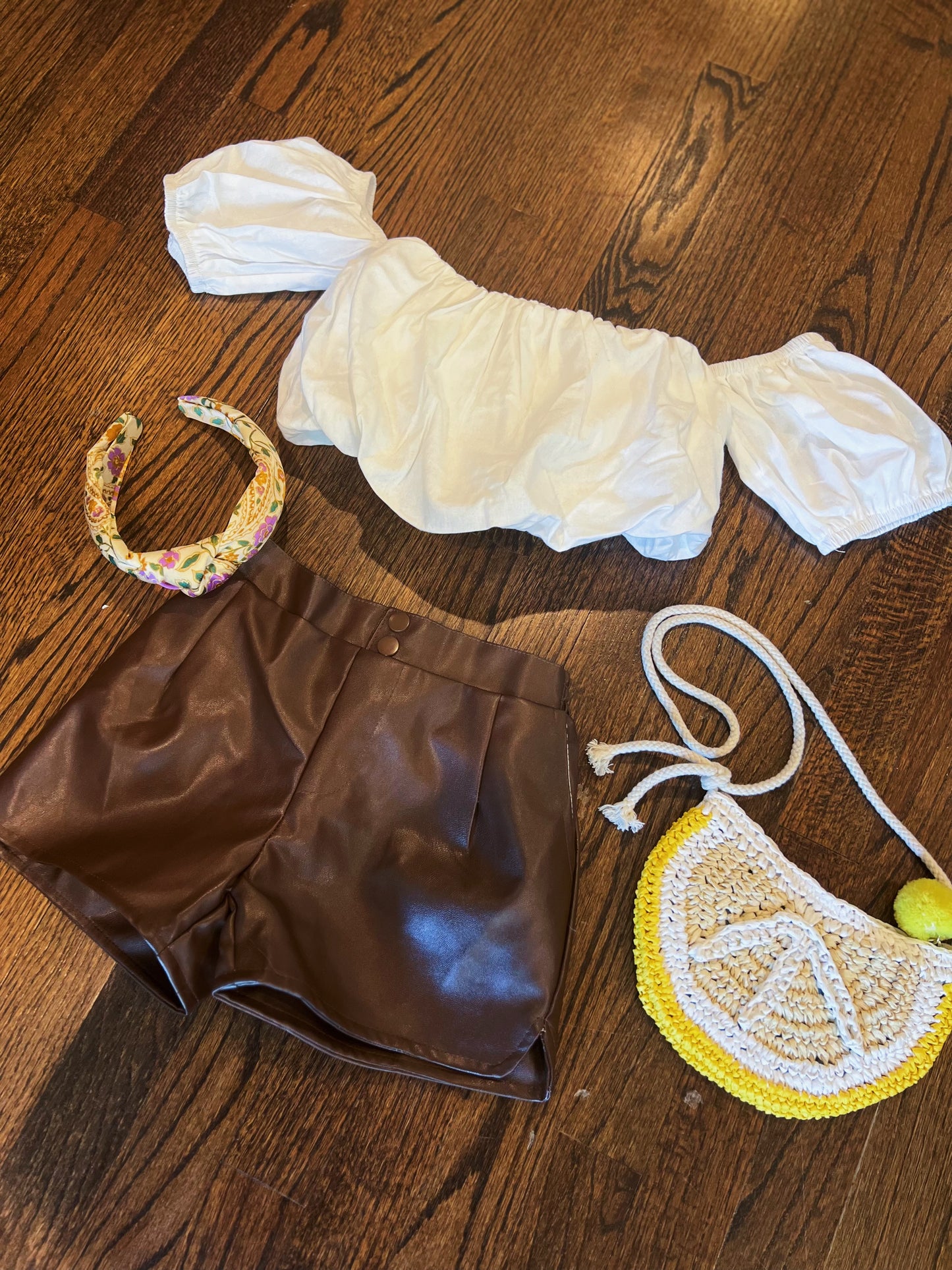 Sanaa Chocolate Brown Vegan Leather Shorts