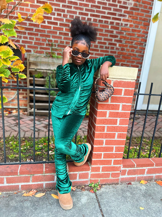 Holiday Green Velour Jogging Suit