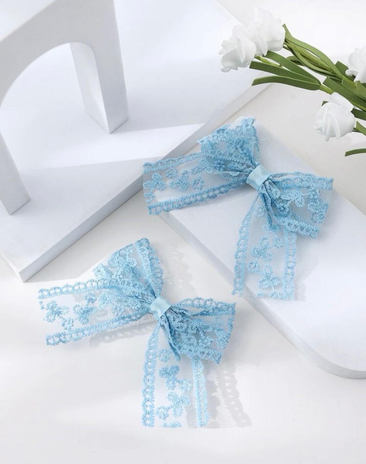 Blue Lace Mia Bows (2-pack)