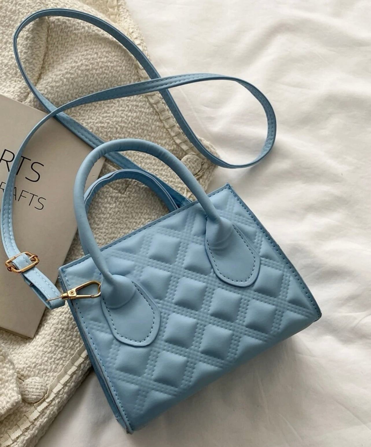 Giving You The Blues Mini Vegan Leather Quilted Tote