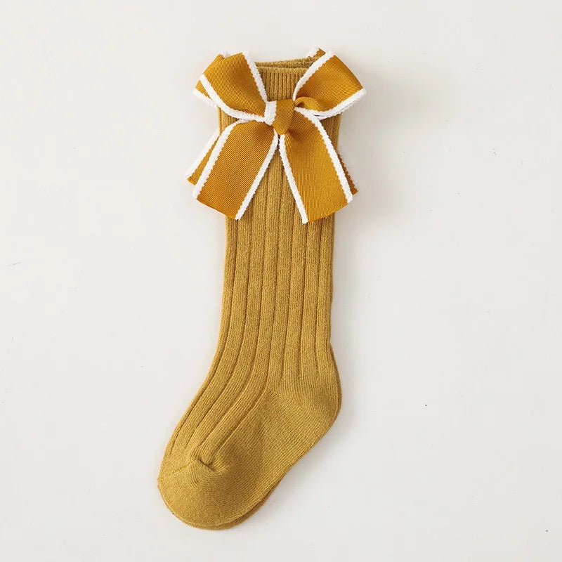 Mustard Yellow Bow Socks