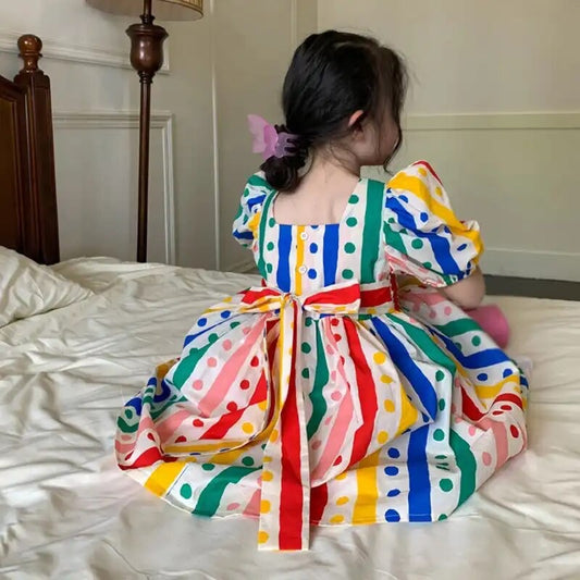 Amelia Rainbow Puff Sleeve Dress