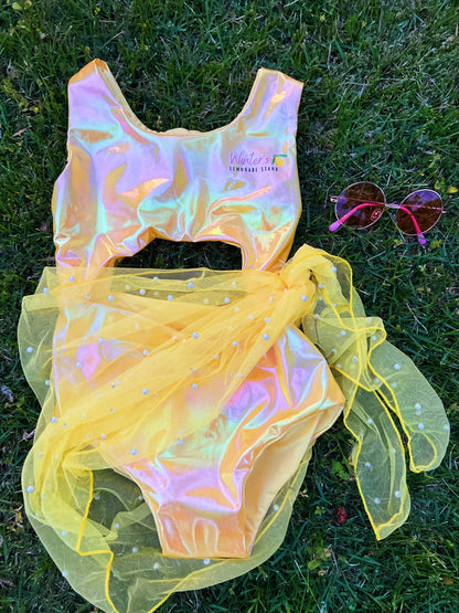 Yellow Custom Pearl Swim Cover Up Skirt