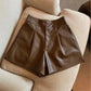 Sanaa Chocolate Brown Vegan Leather Shorts