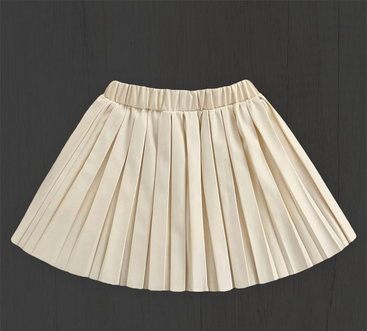 Cream Kendra Vegan Leather Pleated Skirt