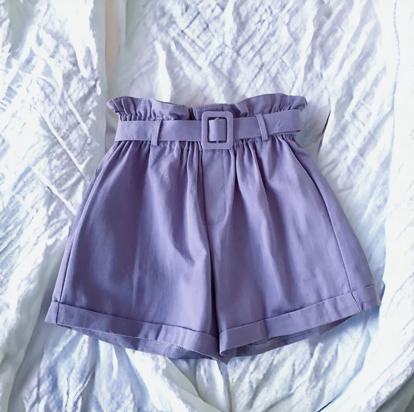 Lavender High Waist Shorts