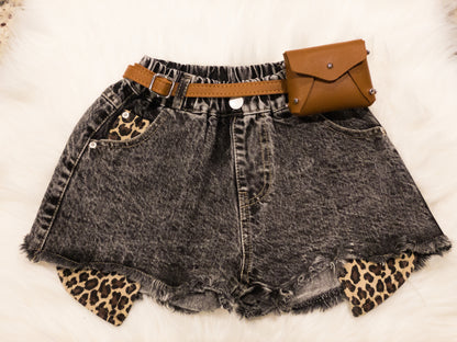 Black Chelsea Cheetah Print Shorts